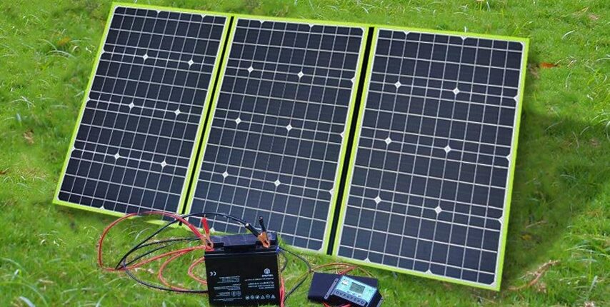 placas solar en el césped