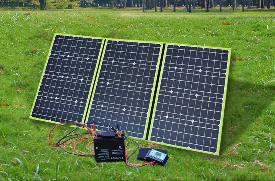 placas solar en el césped